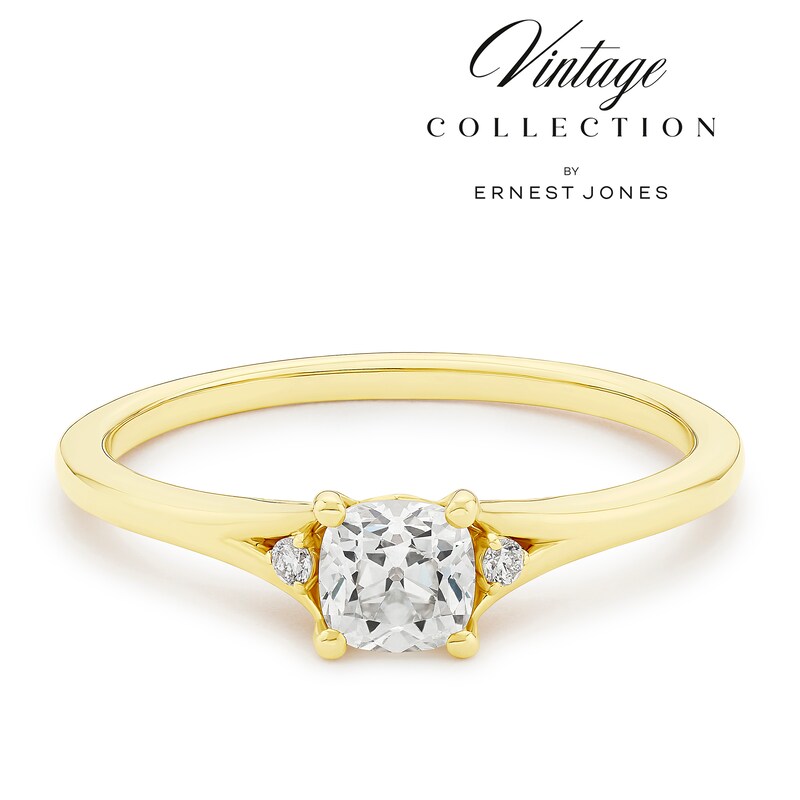 Main Image 1 of Engagement Ring 14ct Yellow Gold Old Mine Cut Solitaire 0.41ct Diamond Ring