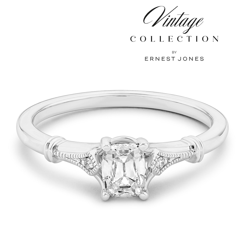 Main Image 1 of Engagement Ring Platinum Old Mine Cut Solitaire 0.51ct Diamond Ring
