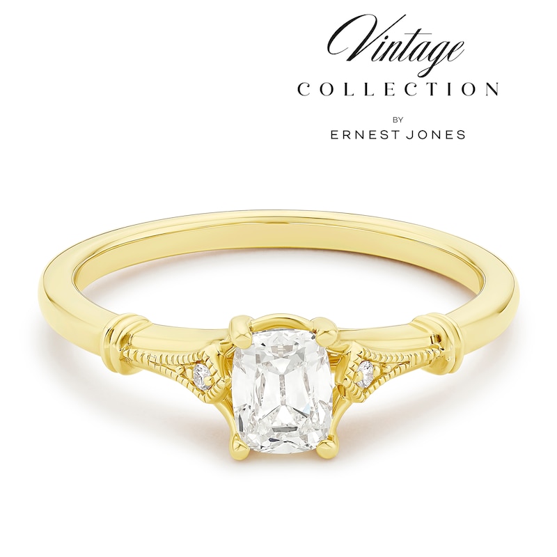 Main Image 1 of Engagement Ring 14ct Yellow Gold Old Mine Cut Solitaire 0.51ct Diamond Ring