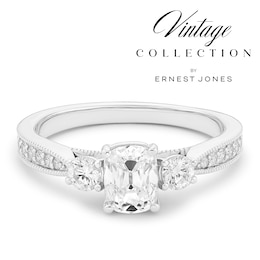Engagement Ring Platinum Old Mine Cut Trilogy 1ct Diamond Ring
