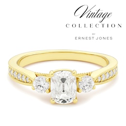 Engagement Ring 14ct Yellow Gold Old Mine Cut Trilogy 1ct Diamond Ring