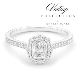 Engagement Ring Platinum Old Mine Cut Cushion Halo 0.50ct Diamond Ring