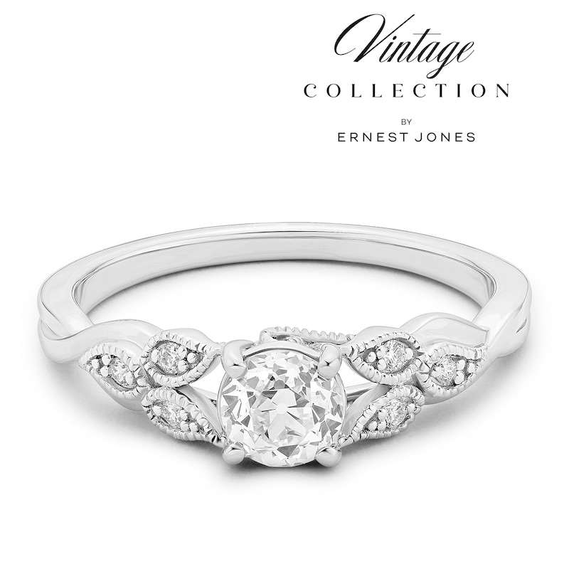 Main Image 1 of Engagement Ring Platinum Old Mine Cut Solitaire 0.53ct Diamond Ring
