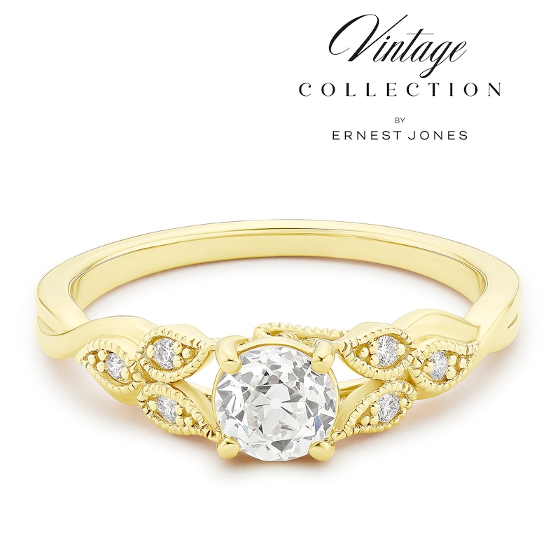 Main Image 1 of Engagement Ring 14ct Yellow Gold Old Mine Cut Solitaire 0.53ct Diamond Ring