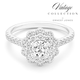 Engagement Ring Platinum Old Mine Cut Cluster 1ct Diamond Ring