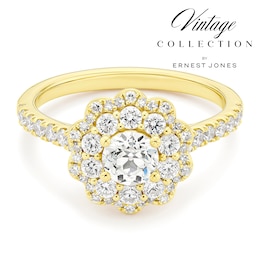 Engagement Ring 14ct Yellow Gold Old Mine Cut Cluster 1ct Diamond Ring