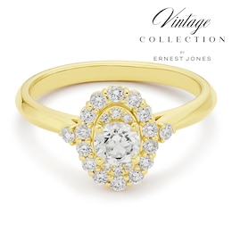 Engagement Ring 14ct Yellow Gold Old Mine Cut Halo 0.55ct Diamond Ring
