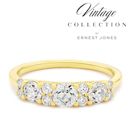 14ct Yellow Gold Old Mine Cut Half Eternity 0.87ct Diamond Ring