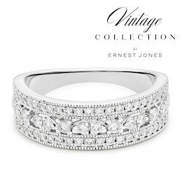 Platinum Old Mine Cut Three Row Eternity 0.50ct Diamond Ring