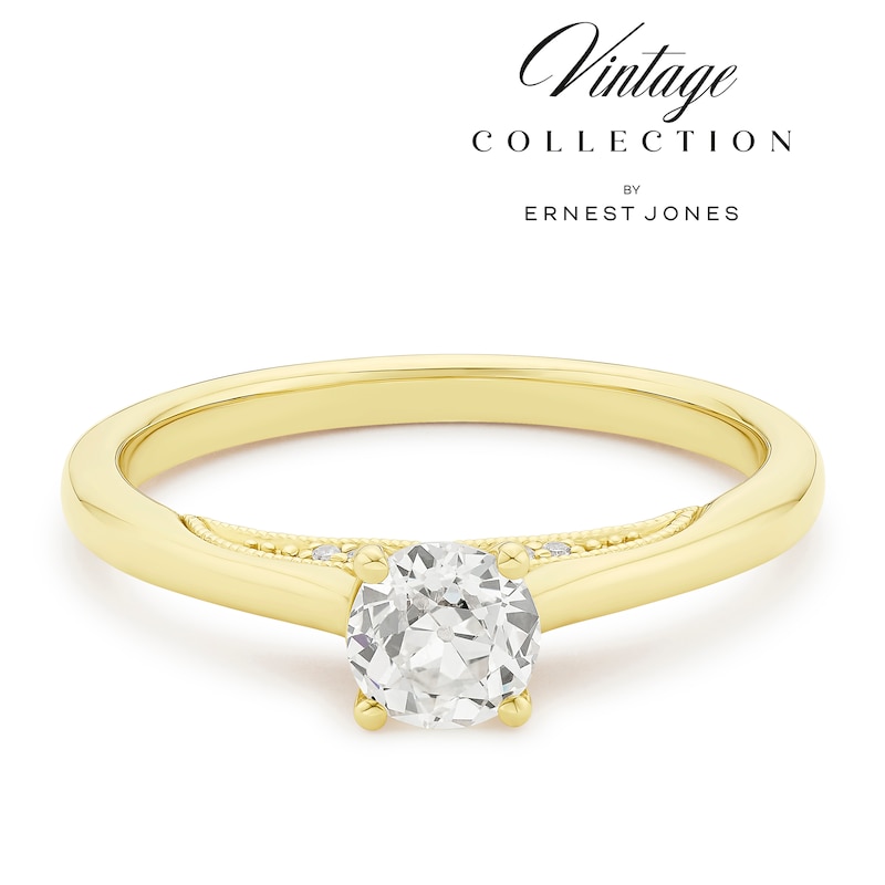 Main Image 1 of Engagement Ring 14ct Yellow Gold Old Mine Cut Solitaire 0.54ct Diamond Ring