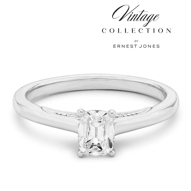 Main Image 1 of Engagement Ring Platinum Old Mine Cut Solitaire 0.54ct Diamond Ring
