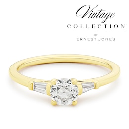 Engagement Ring 14ct Yellow Gold Old Mine Cut Trilogy 0.62ct Diamond Ring