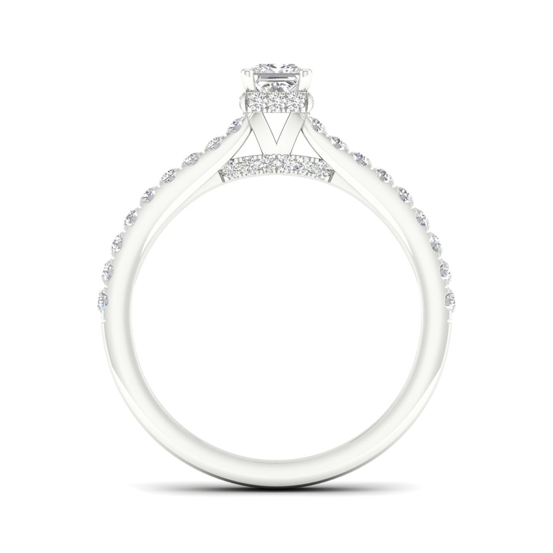 18ct White Gold & Platinum Princess Cut 0.66ct Diamond Solitaire Ring