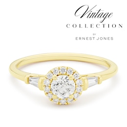 Engagement Ring 14ct Yellow Gold Old Mine Cut Halo 0.50ct Diamond Ring