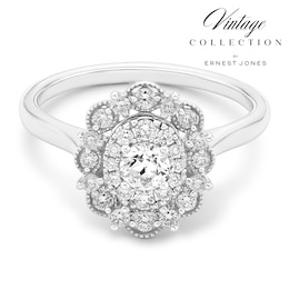 Engagement Ring Platinum Old Mine Cut Halo 0.50ct Diamond Ring