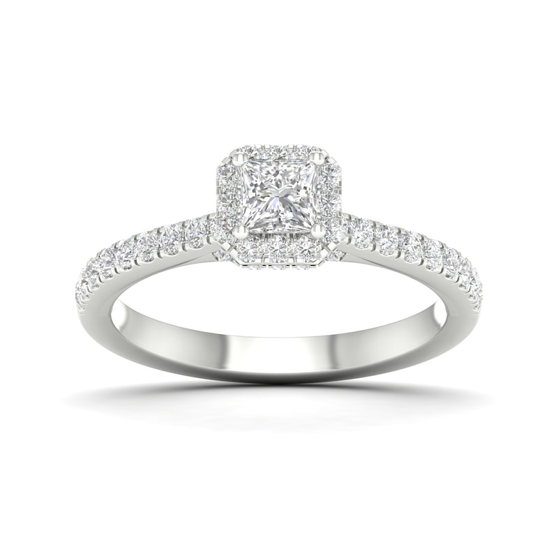 18ct White Gold & Platinum 0.75ct Diamond Halo Ring