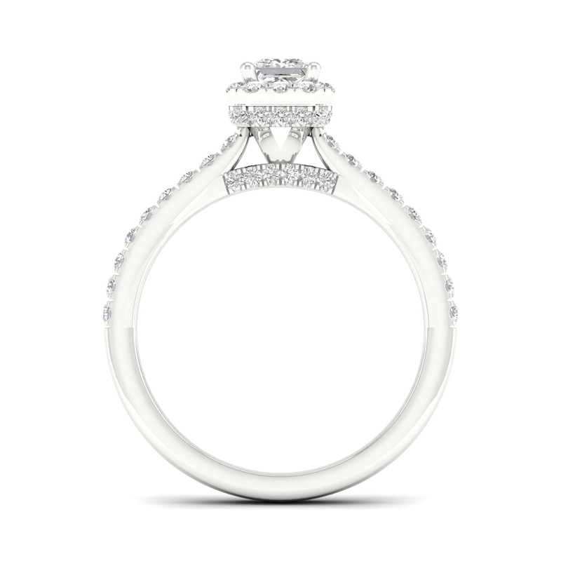 18ct White Gold & Platinum 0.75ct Diamond Halo Ring
