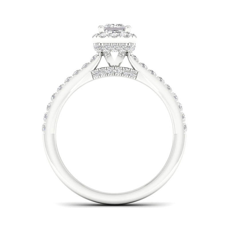 Main Image 3 of 18ct White Gold & Platinum 0.75ct Diamond Halo Ring