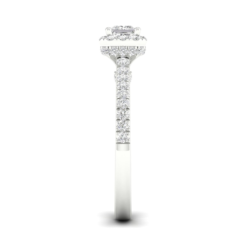 Main Image 4 of 18ct White Gold & Platinum 0.75ct Diamond Halo Ring
