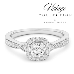 Engagement Ring 14ct White Gold Old Mine Cut Halo 0.50ct Diamond Ring