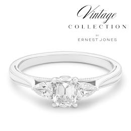 Engagement Ring Platinum Old Mine Cut Trilogy 0.66ct Diamond Ring