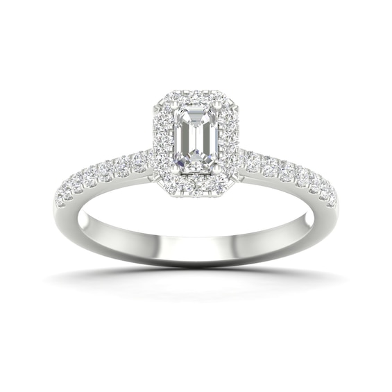 Engagement Ring 18ct White Gold and Platinum Halo 0.66ct Dia
