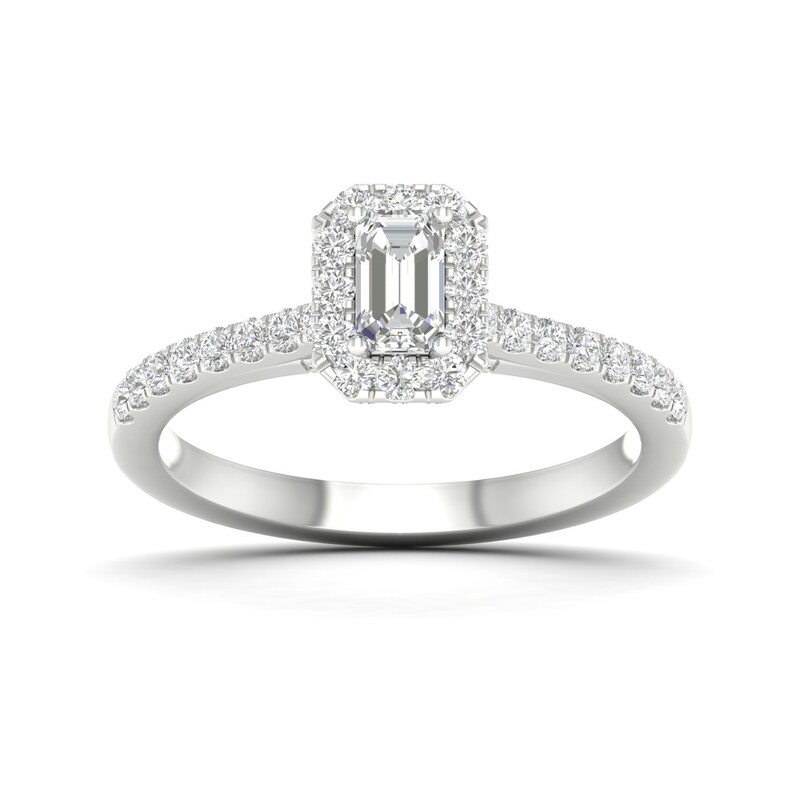 18ct White Gold & Platinum 0.66ct Diamond Halo Ring