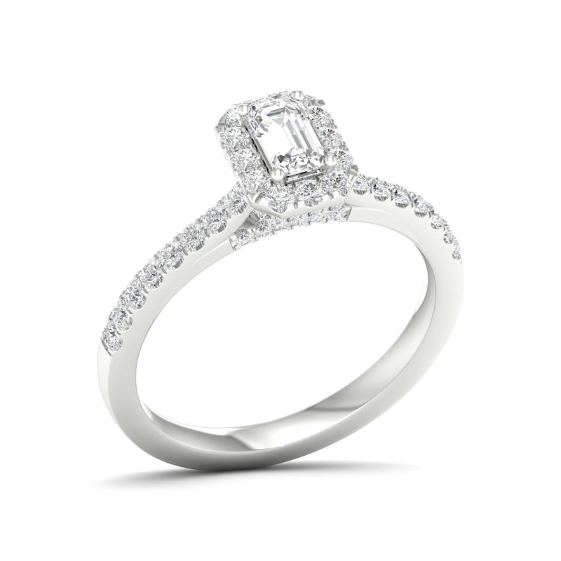 18ct White Gold & Platinum 0.66ct Diamond Halo Ring