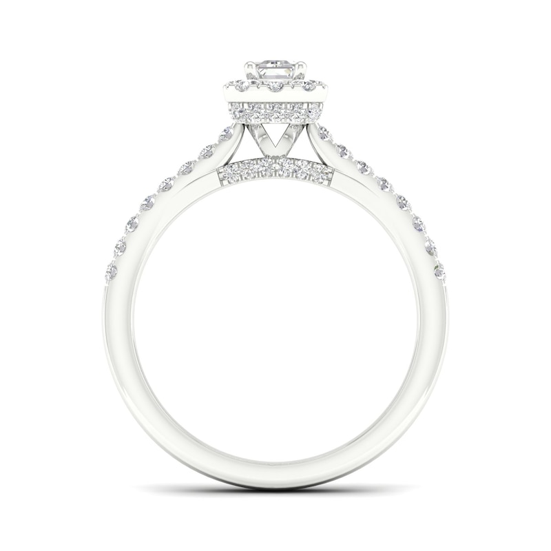 18ct White Gold & Platinum 0.66ct Diamond Halo Ring