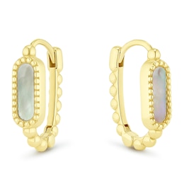 9ct Yellow Gold Mother Of Pearl Creole Earrings