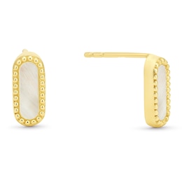 9ct Yellow Gold Mother Of Pearl Drop Earrings