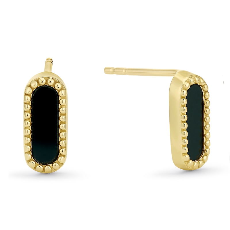 Main Image 1 of 9ct Yellow Gold Onyx Drop Earrings