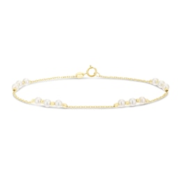 9ct Yellow Gold Cultured Freshwater Pearl Triple Bracelet