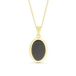 9ct Yellow Gold Black Onyx Oval Shaped Pendant