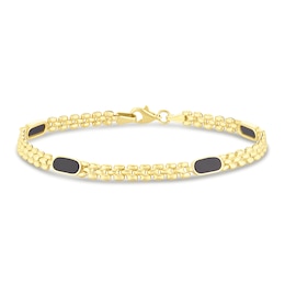 9ct Yellow Gold Black Onyx Station Bracelet