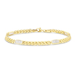 9ct Yellow Gold Mother Of Pearl Station Bracelet