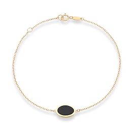 9ct Yellow Gold Black Onyx Bracelet