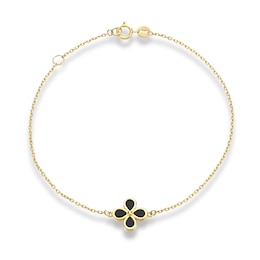 9ct Yellow Gold Black Onyx Clover Bracelet