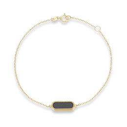 9ct Yellow Gold Black Onyx Bracelet