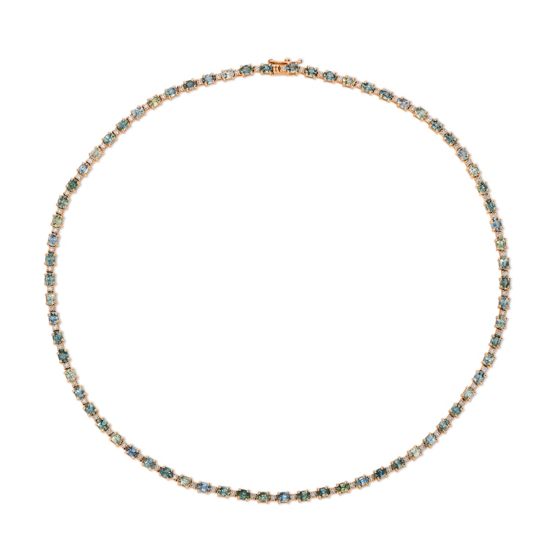 Main Image 1 of Le Vian 14ct Rose Gold 1.15ct Diamond & Montana Sapphire Oval Ombré Tennis Necklace