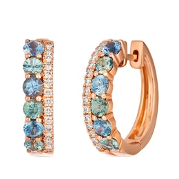 Le Vian 14ct Rose Gold 0.20ct Diamond & Montana Sapphire Round Ombré Hoop Earrings