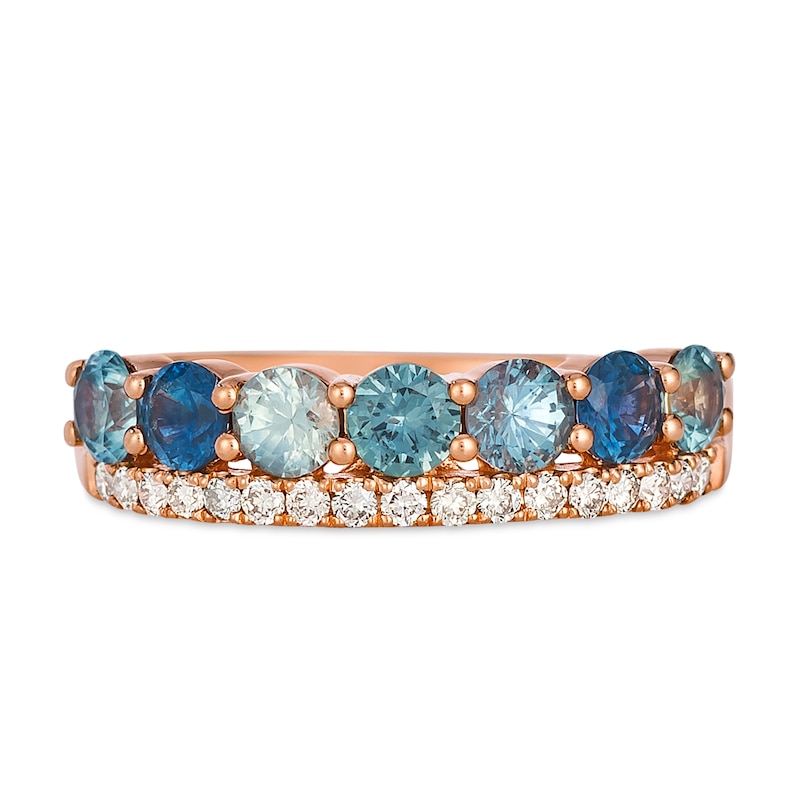 Le Vian 14ct Rose Gold 0.15ct Diamond & Montana Sapphire Round Ombré Ring, view 2