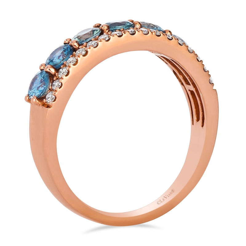 Le Vian 14ct Rose Gold 0.15ct Diamond & Montana Sapphire Round Ombré Ring, view 3