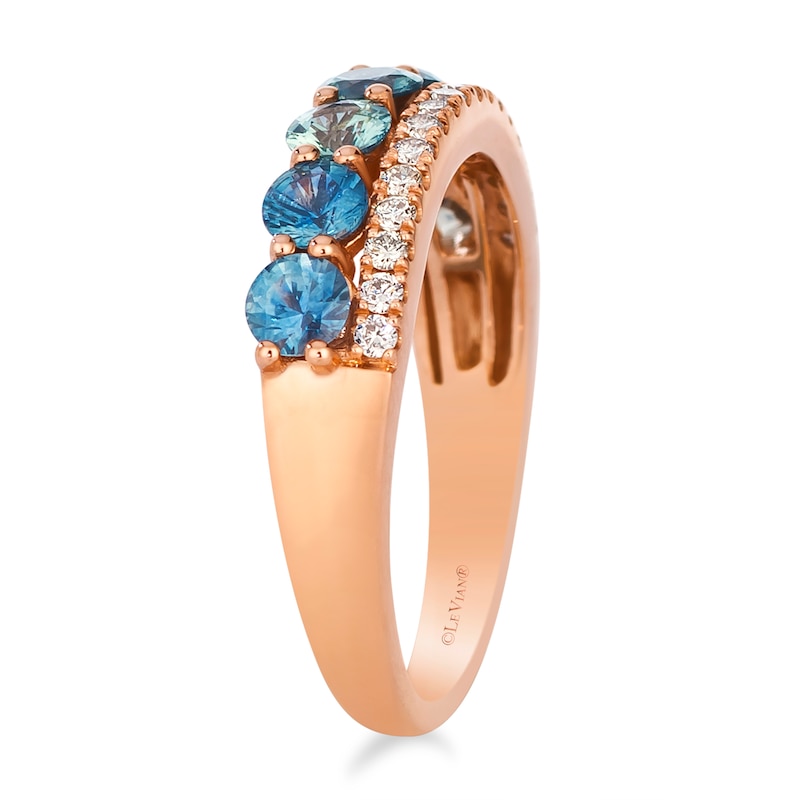 Le Vian 14ct Rose Gold 0.15ct Diamond & Montana Sapphire Round Ombré Ring, view 4