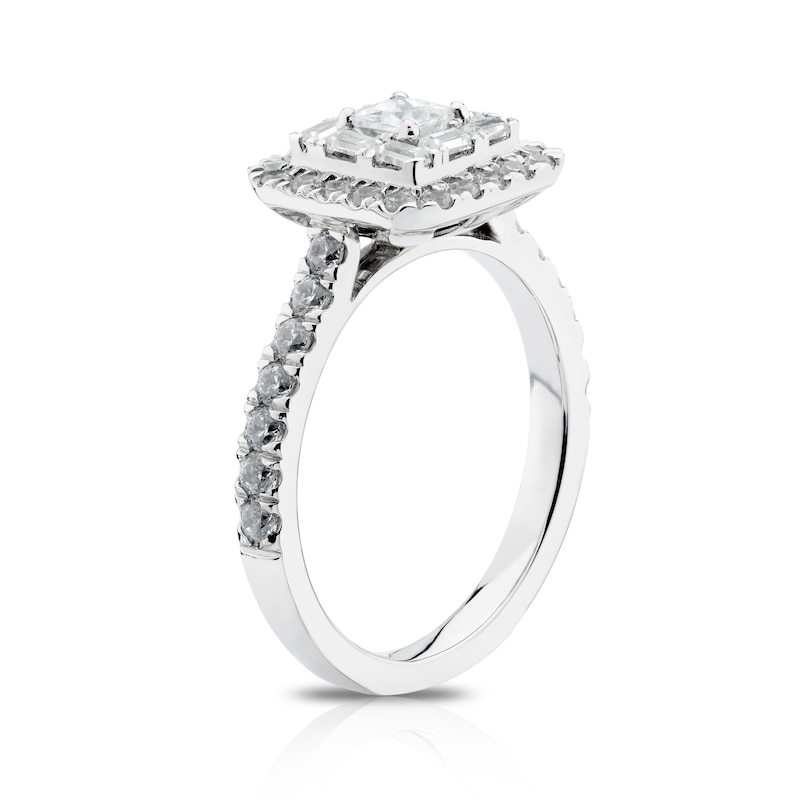 Platinum 1ct Diamond Princess Shape Cluster Ring