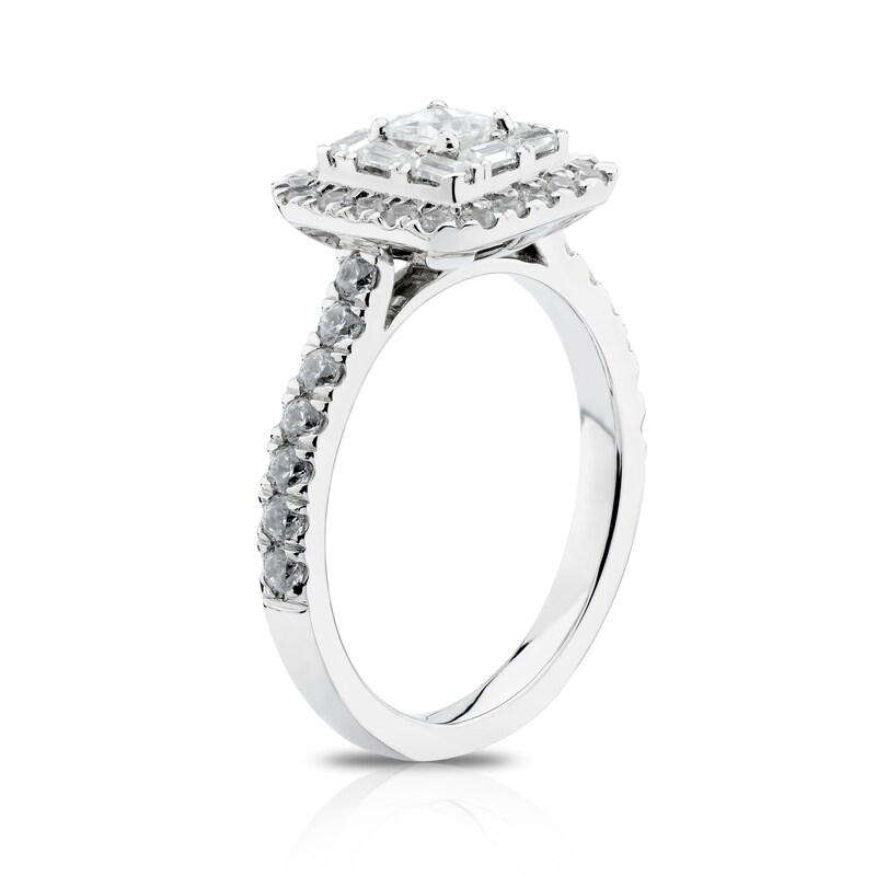 Platinum 1ct Diamond Princess Shape Cluster Ring