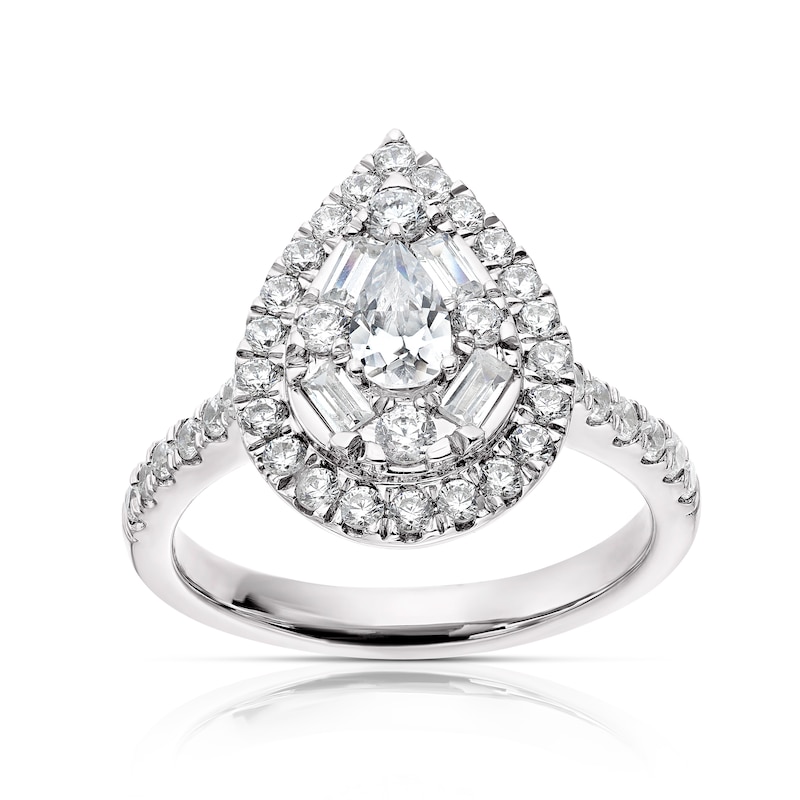 Platinum 1ct Diamond Pear Shape Cluster Ring