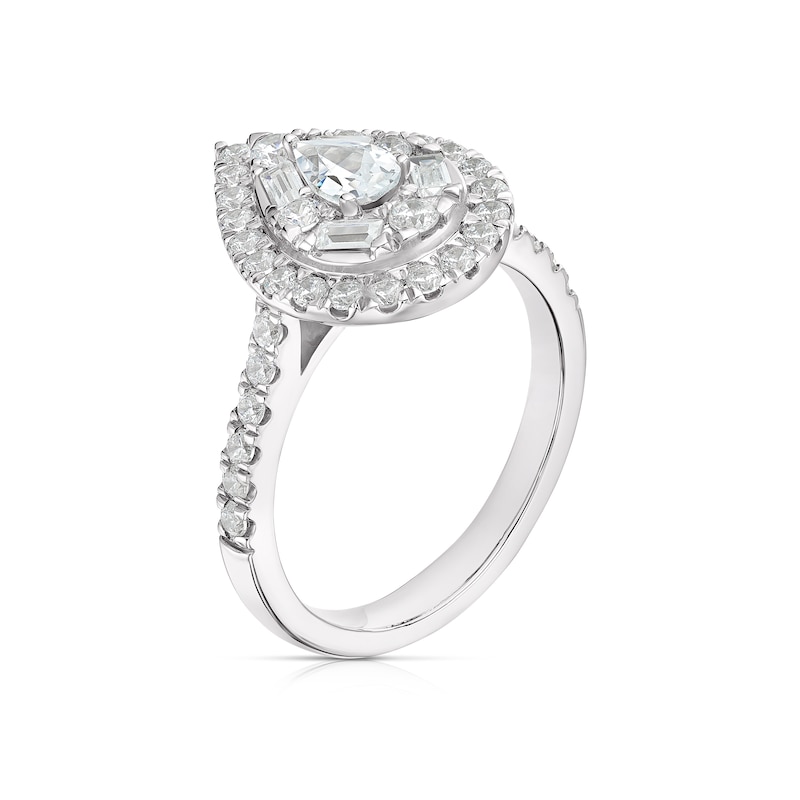 Platinum 1ct Diamond Pear Shape Cluster Ring