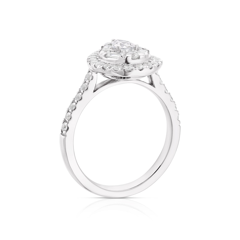 Platinum 1ct Diamond Pear Shape Cluster Ring