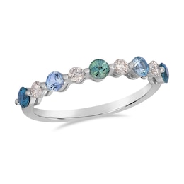 Le Vian 14ct White Gold 0.15ct Diamond & Montana Sapphire Round Ombré Ring